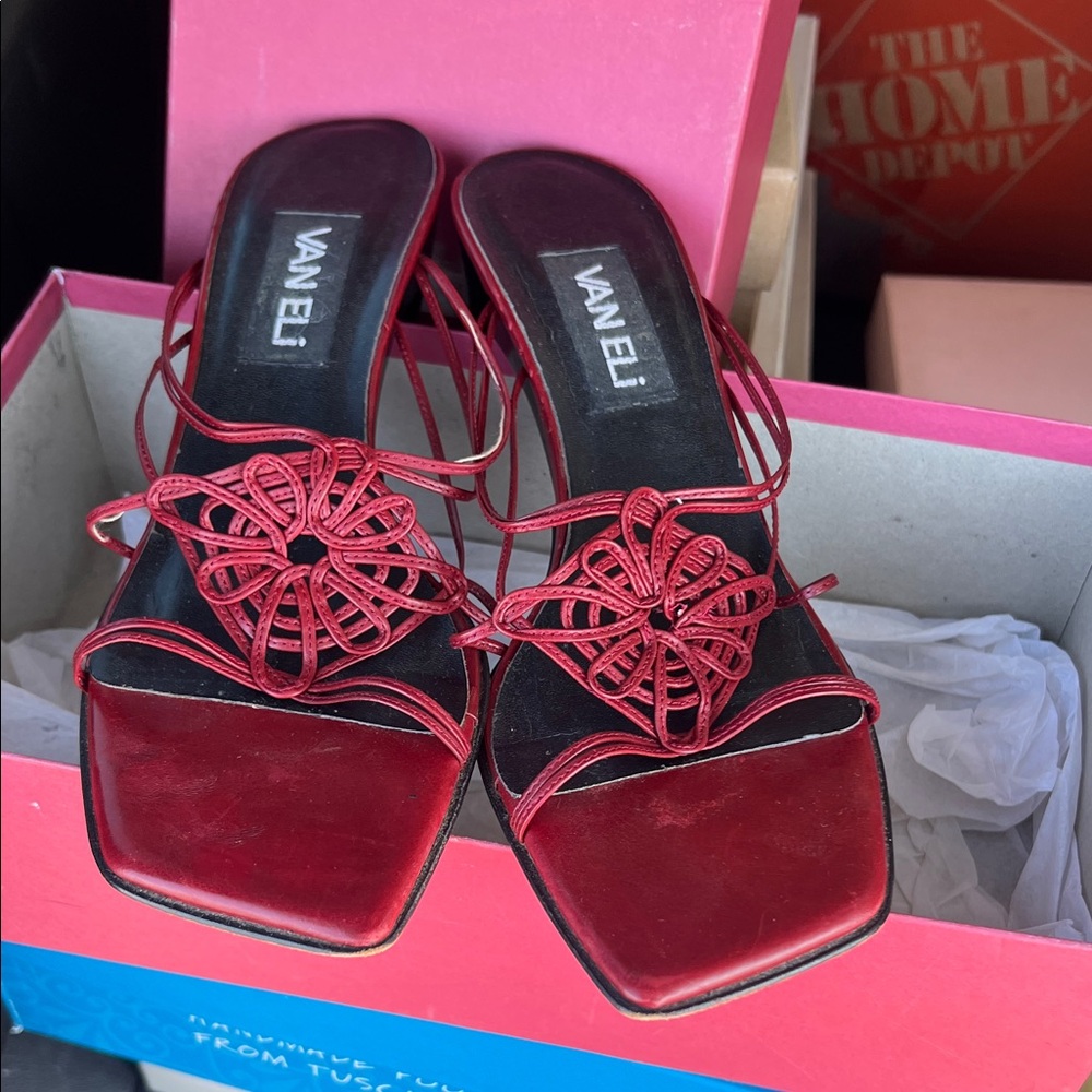Vintage Vaneli Burgundy Strappy Heels